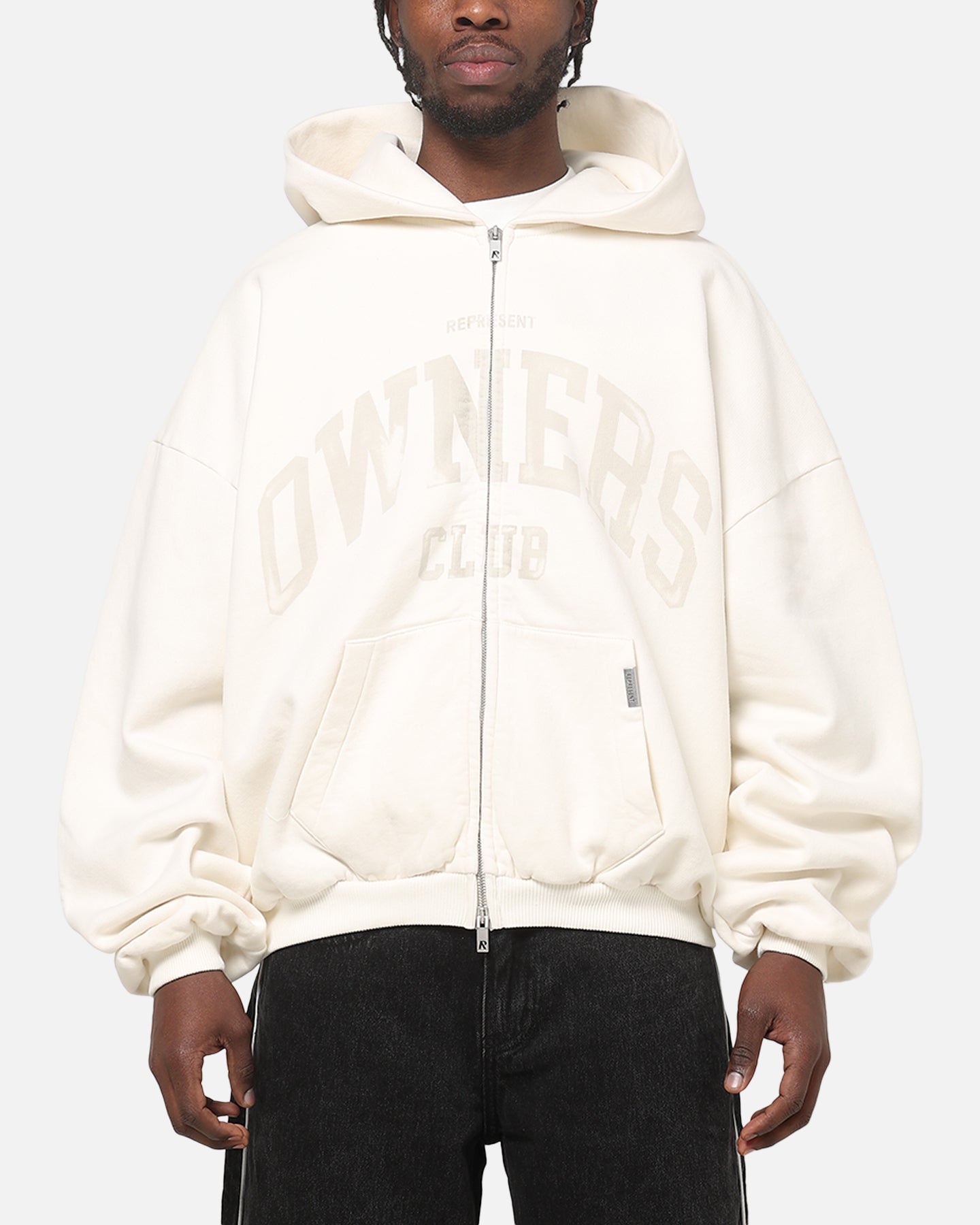 Represent Oweners Zip Through Hoodie Chalk
