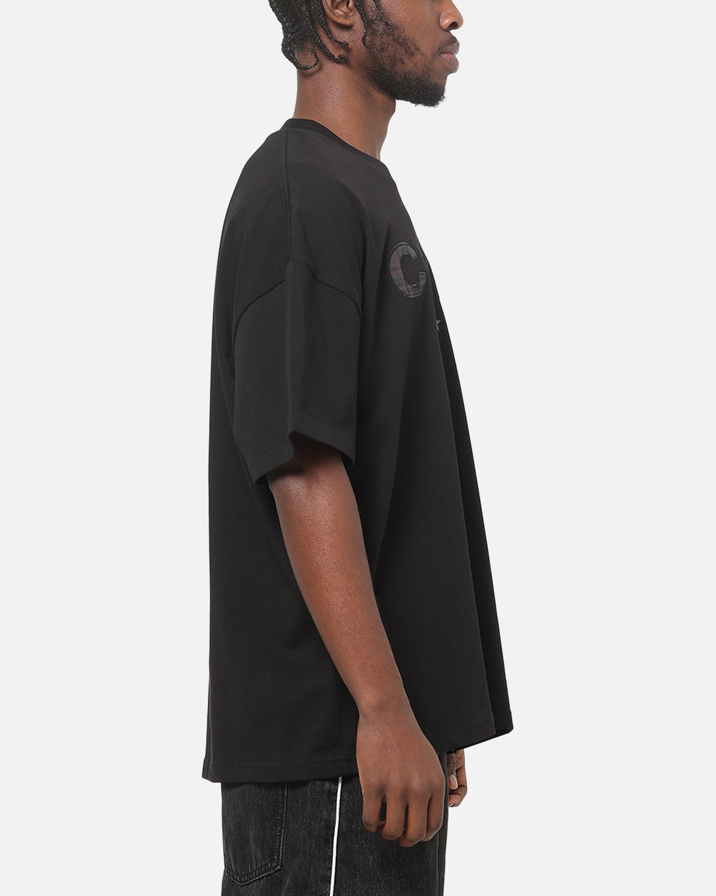 Carre Applique T-Shirt Solid Black