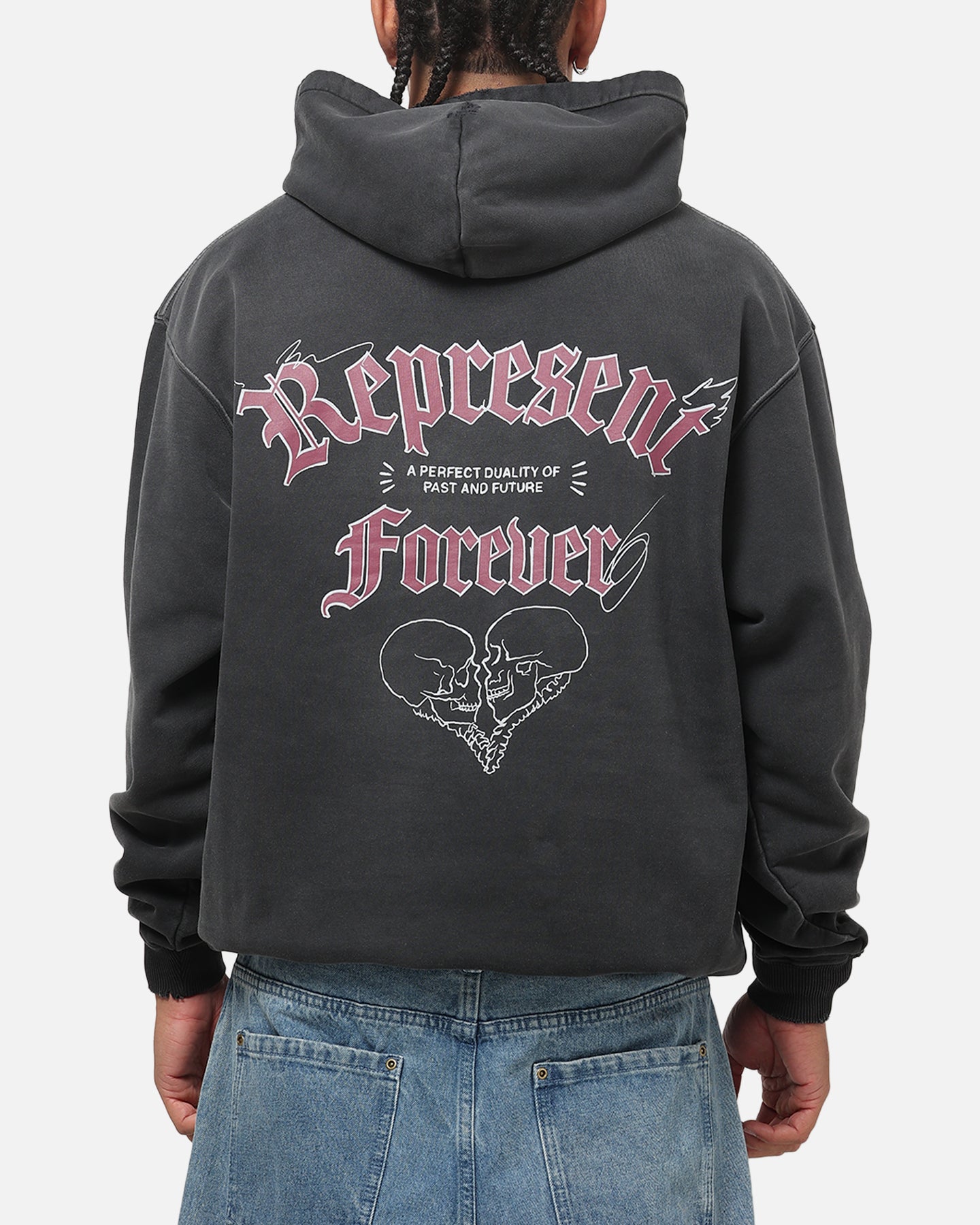 Represent Duality Hoodie Washed Black