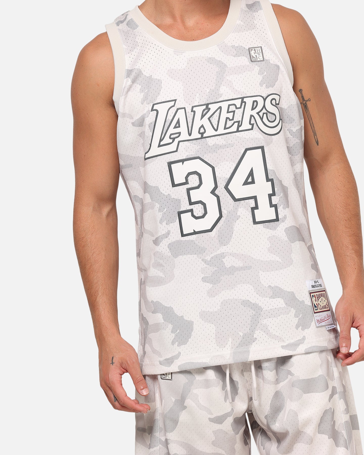 Mitchell & Ness Los Angeles Lakers Shaquille O'Neal #34 Snow Camo Energy Swingman Jersey Vintage White