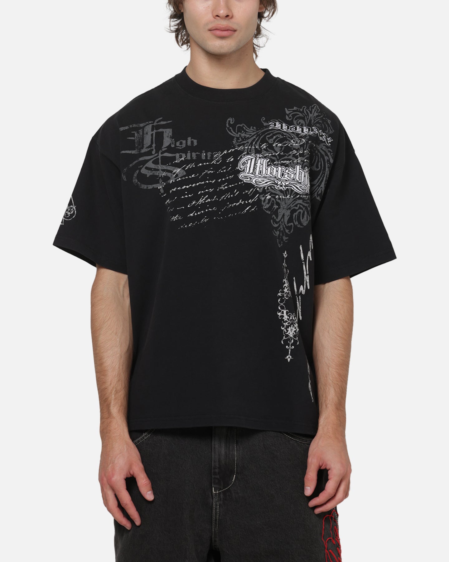 Worship Catharsis Box Crop T-Shirt Washed Black