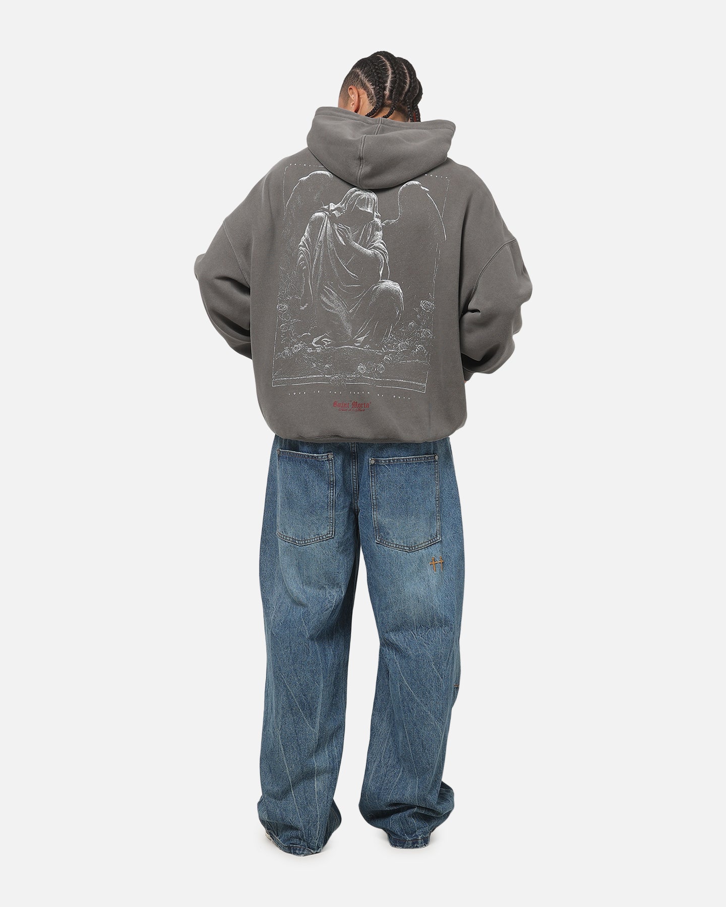 Saint Morta Divine Duty X Hoodie Washed Charcoal