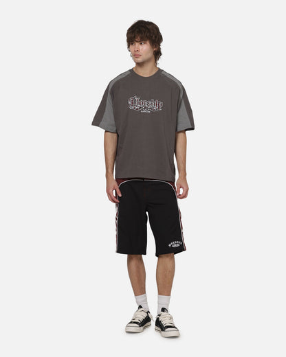 Worship Catharsis Box Crop Raglan T-Shirt Worn Black