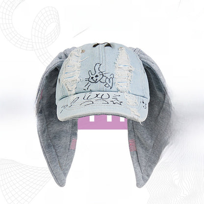 Trendy Rabbit Ear Denim Baseball Cap