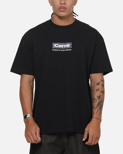 Carre Box Check T-Shirt Solid Black