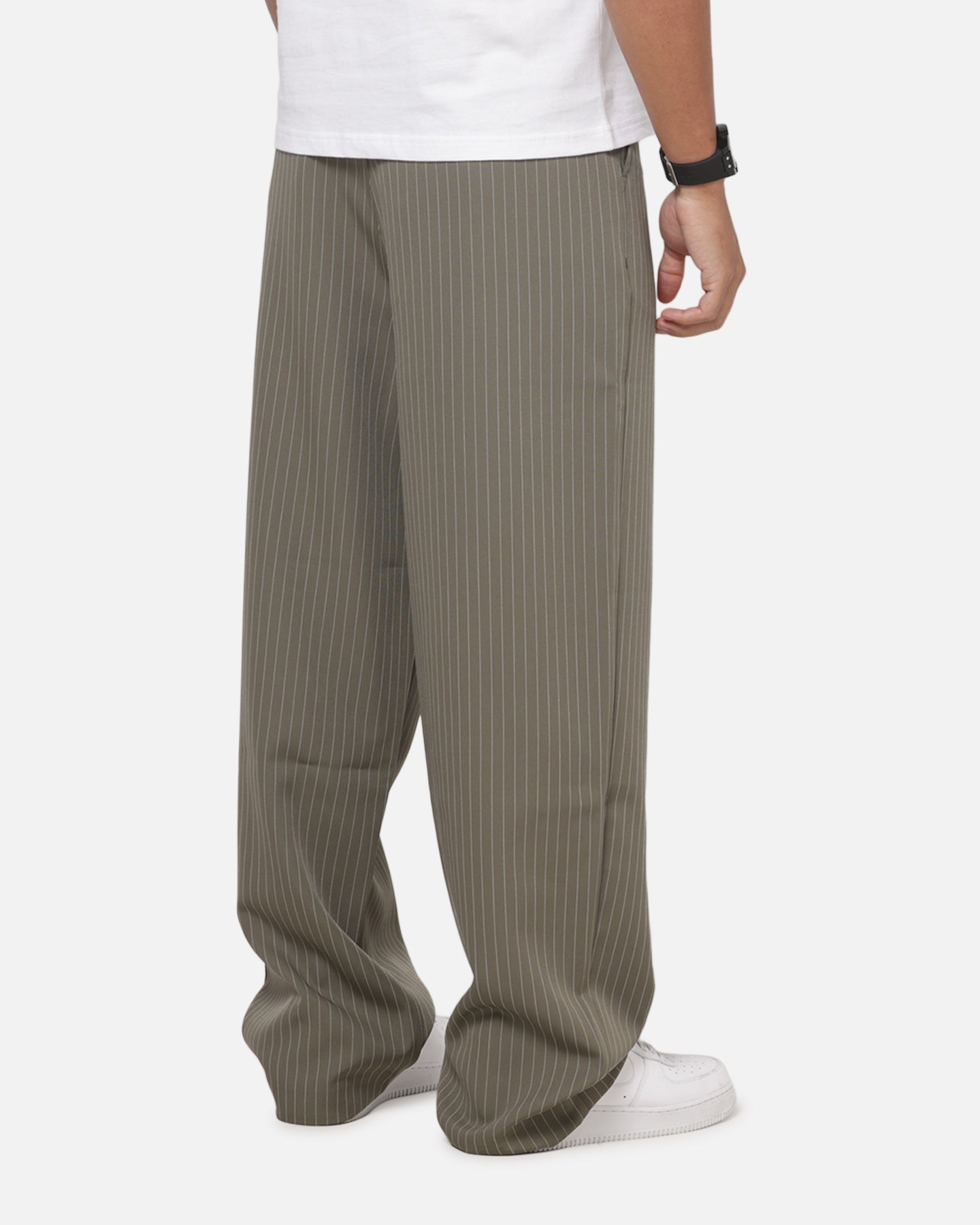 Carre Heritage Pleated Pants Sage Pinstripe