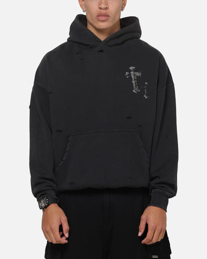 Saint Morta Graves Boxy Hoodie Washed Black
