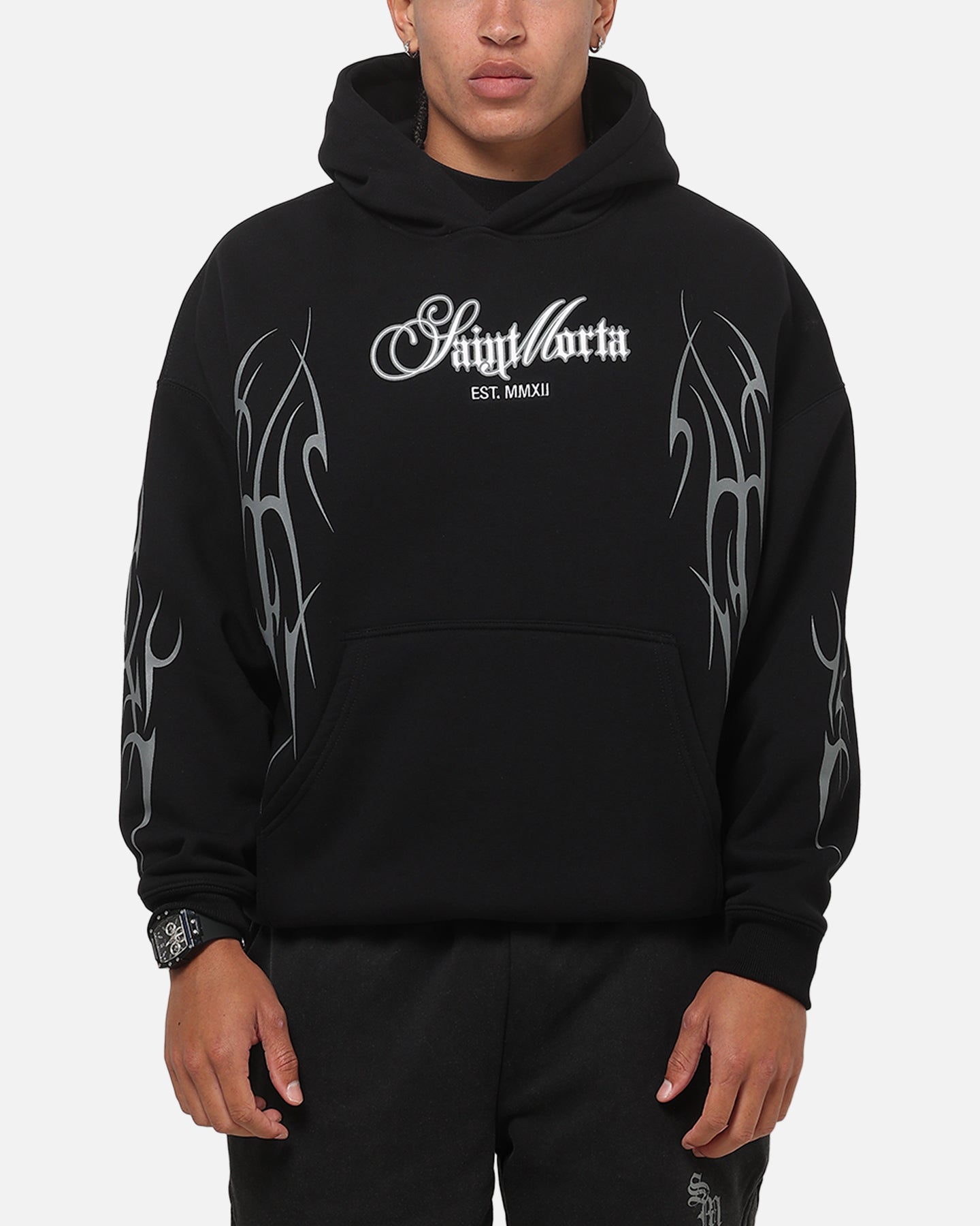 Saint Morta Consortium Boxy Hoodie Black