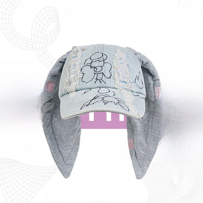 Trendy Rabbit Ear Denim Baseball Cap
