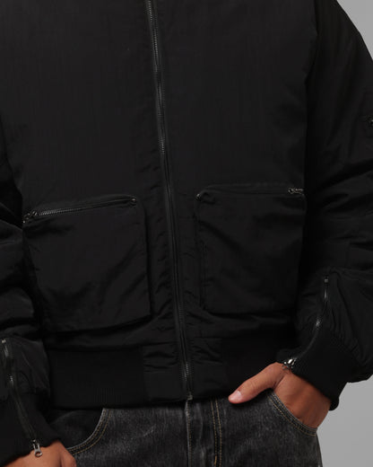 Loiter Hybrid Cropped Bomber Jacket Black