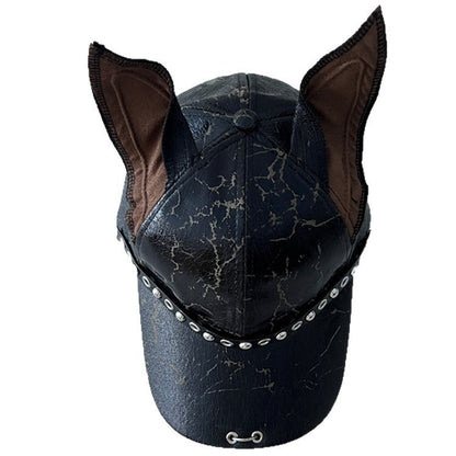 Y2K Doberman Dog Ears Washed Denim Baseball Cap