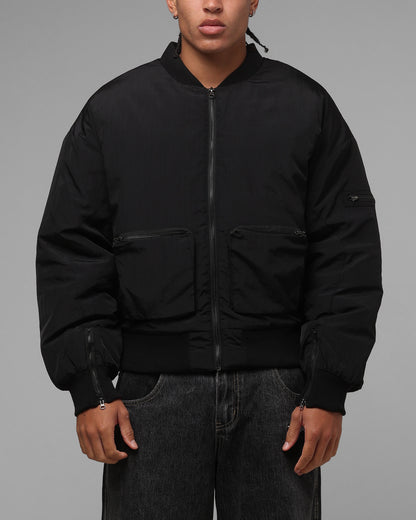Loiter Hybrid Cropped Bomber Jacket Black