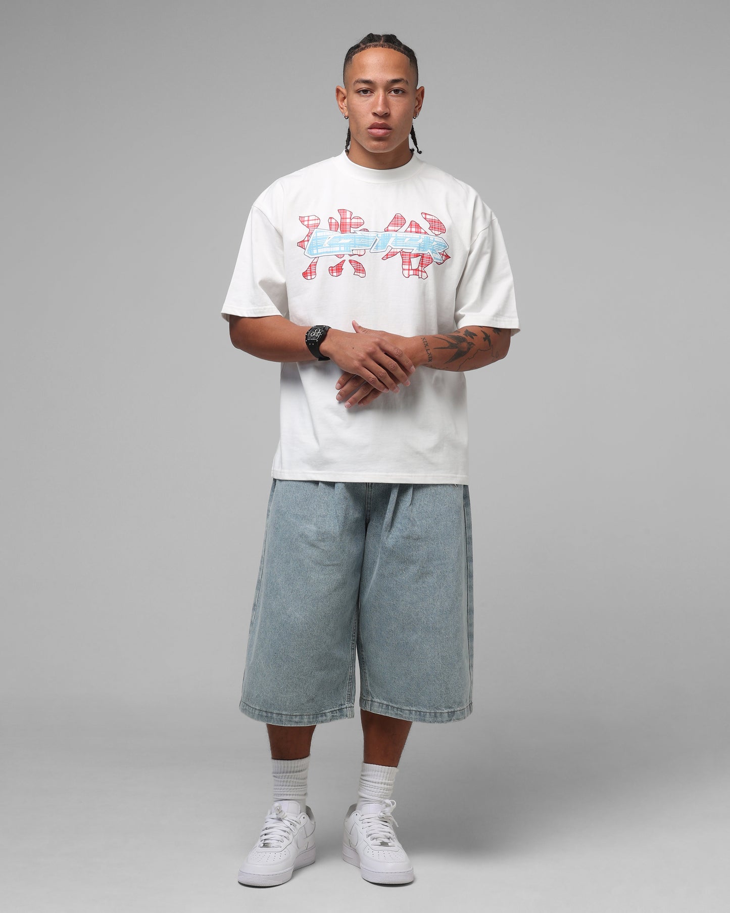 Loiter Star Born Pleated Jorts Blue Washed Denim