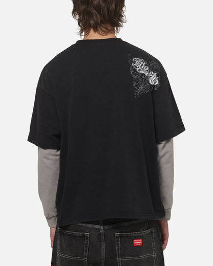 Worship Catharsis Box Crop Long Sleeve T-Shirt Washed Black