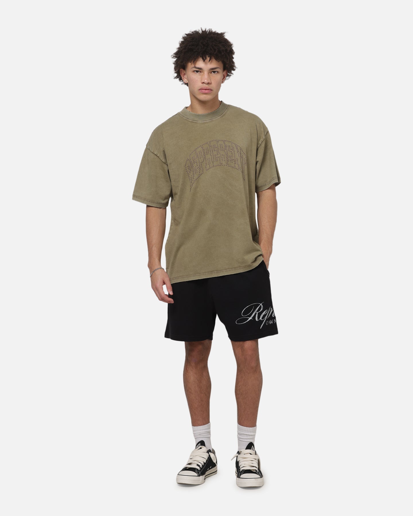 Represent Embellished Represent T-Shirt Vintage Khaki