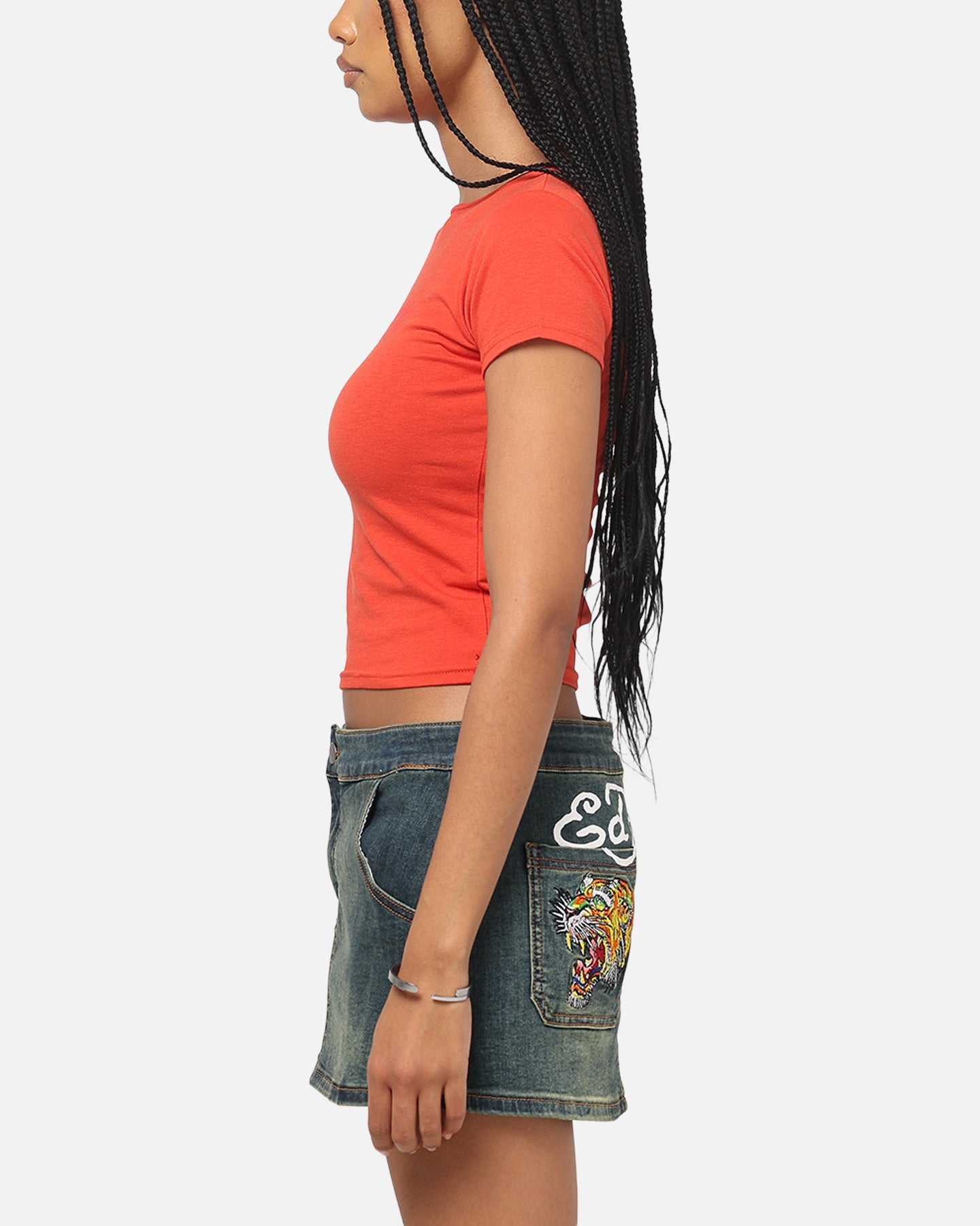 Ed Hardy Women's Rose Heart Baby T-Shirt Red/Black