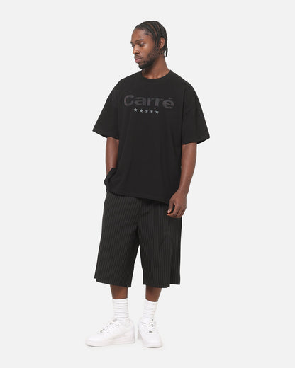 Carre Heritage Pleated Shorts Black Pinstripe
