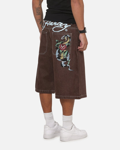 Ed Hardy Serpent Jorts Brown