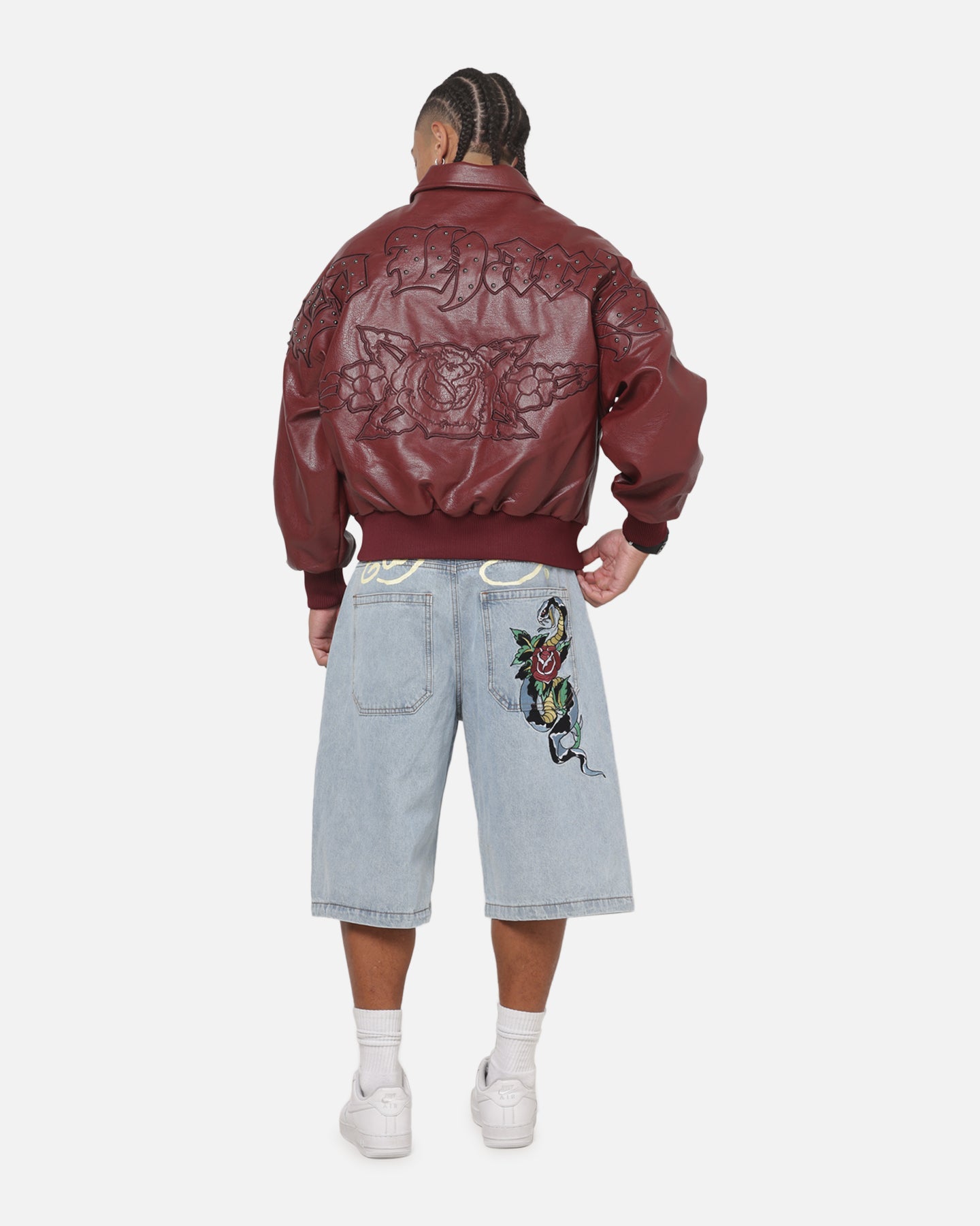 Ed Hardy Studded Bomber Jacket Red