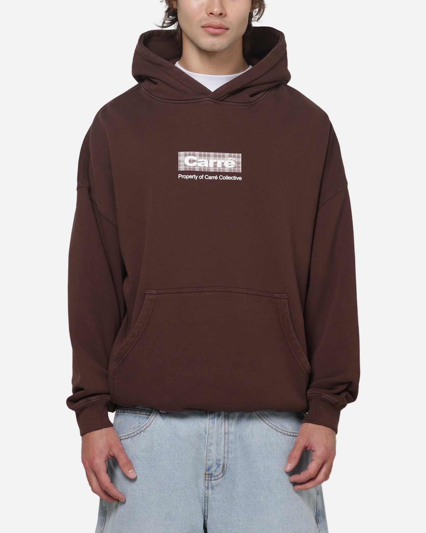 Carre Box Check Hoodie Chocolate