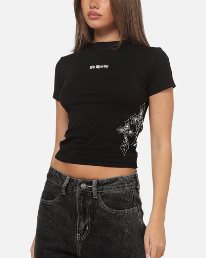 Ed Hardy Women's Cross Baby T-Shirt Black