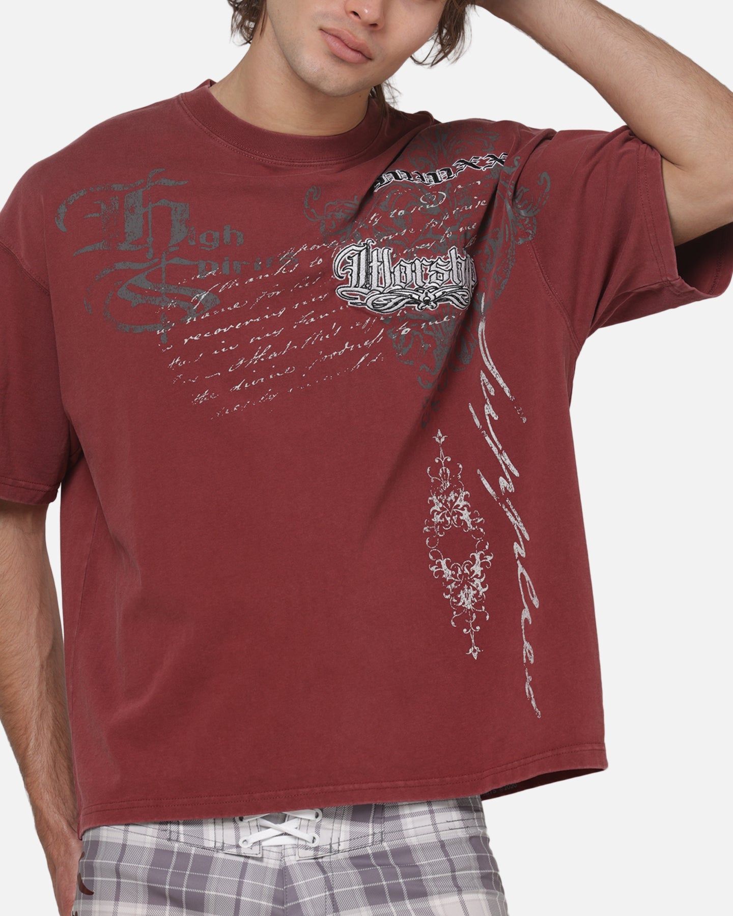 Worship Catharsis Box Crop T-Shirt Port Wine