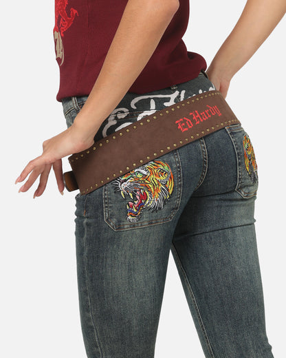 Ed Hardy Women's Hip Belt Brown