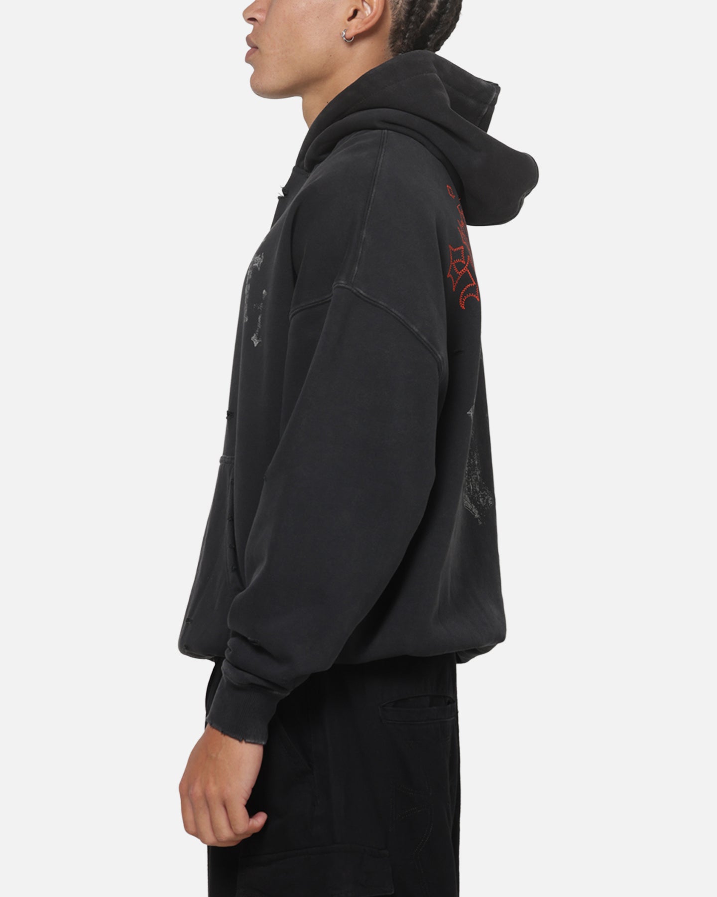 Saint Morta Graves Boxy Hoodie Washed Black