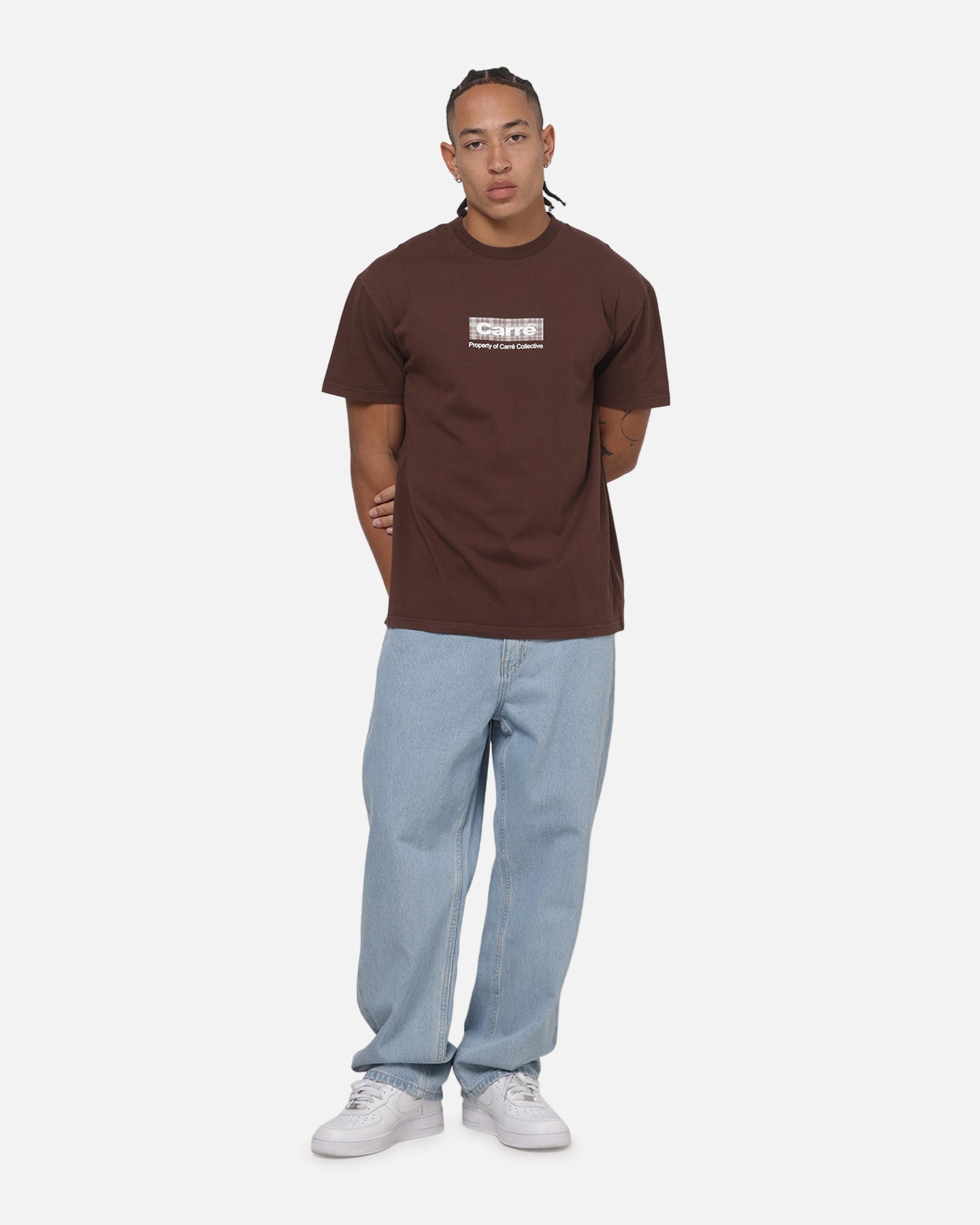 Carre Box Check T-Shirt Brown