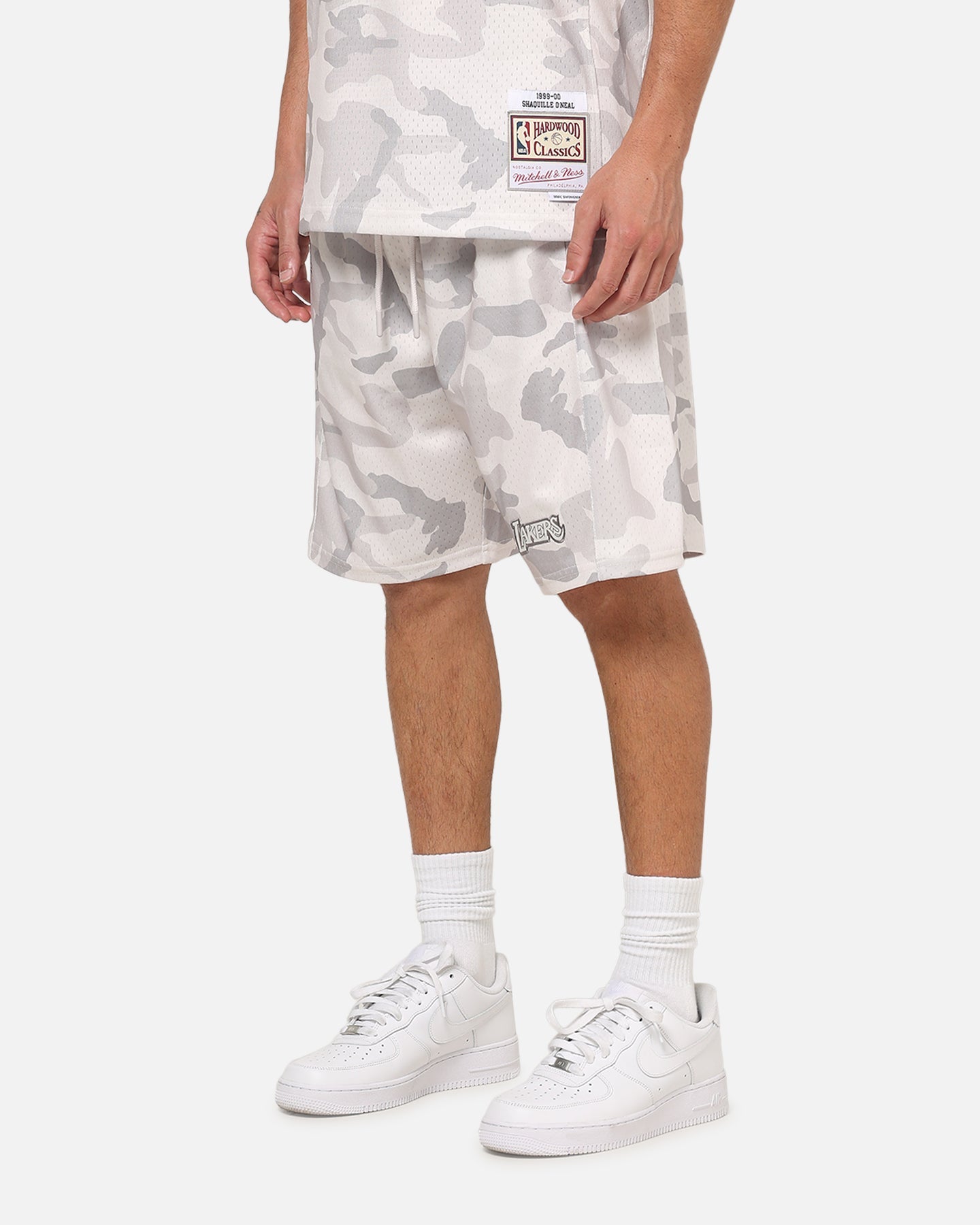 Mitchell & Ness Los Angeles Lakers Snow Camo Authentic Mesh Shorts White