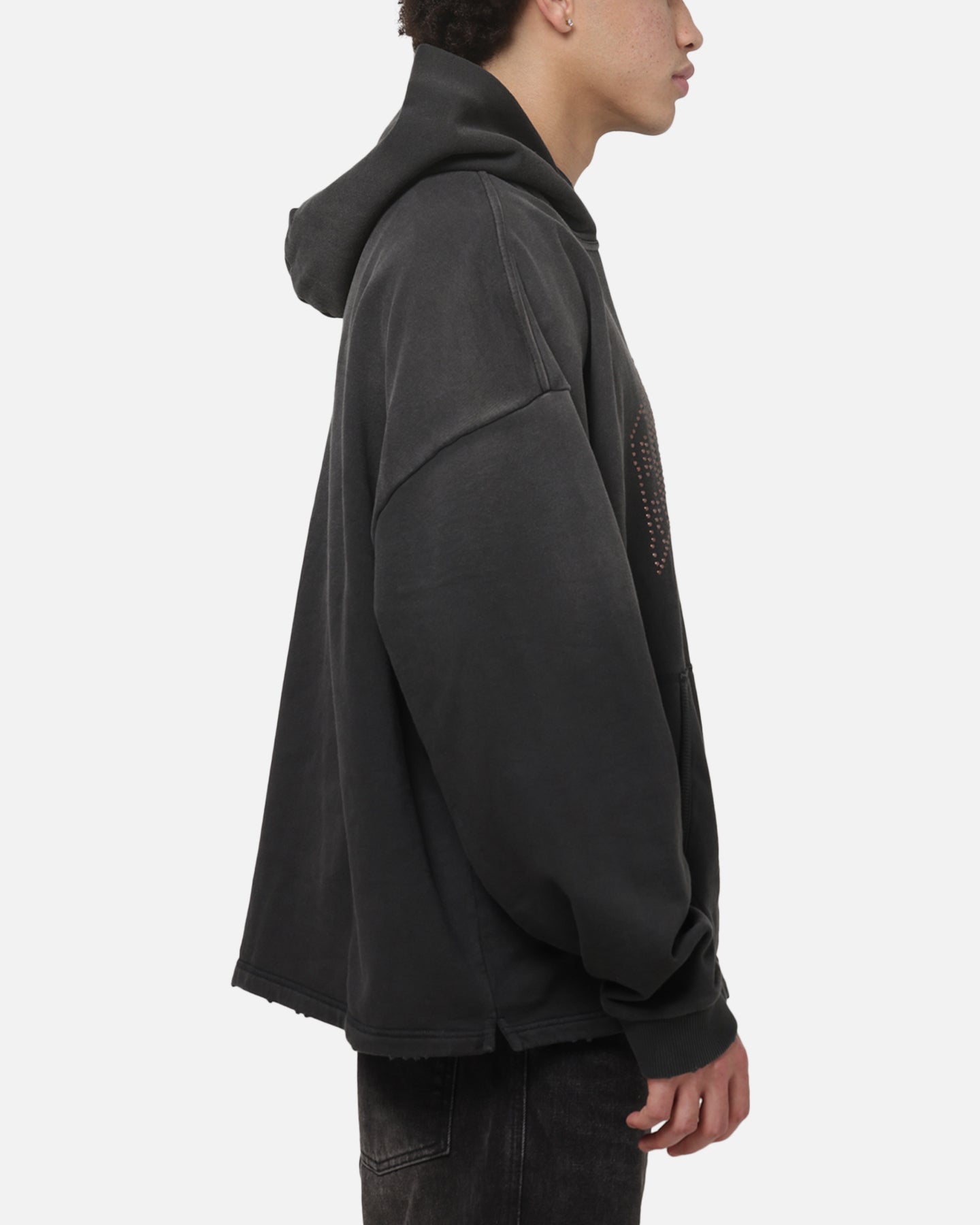 Represent Embellished Hoodie Stained Black
