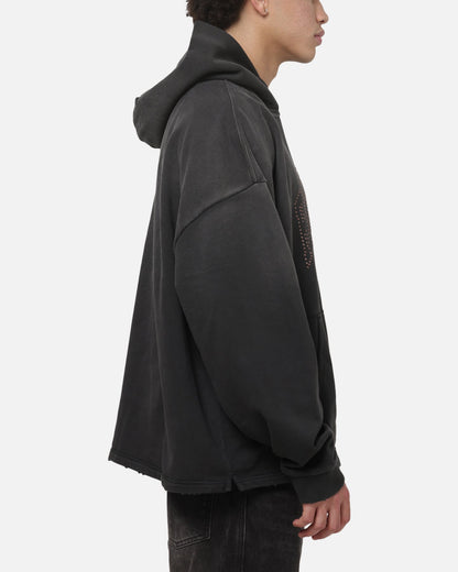 Represent Embellished Hoodie Stained Black