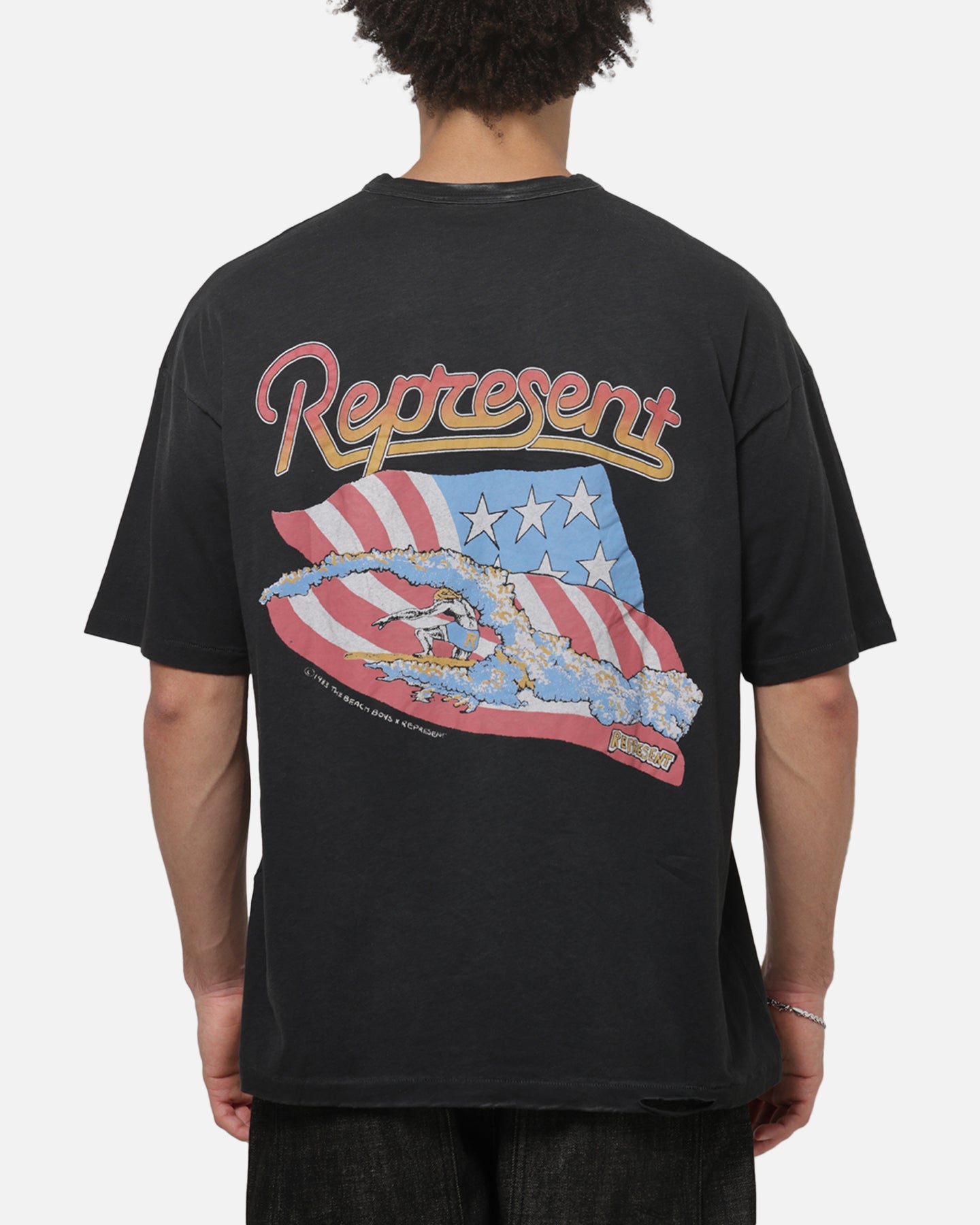 Represent Beach Boys Americas Band T-Shirt Stained Black