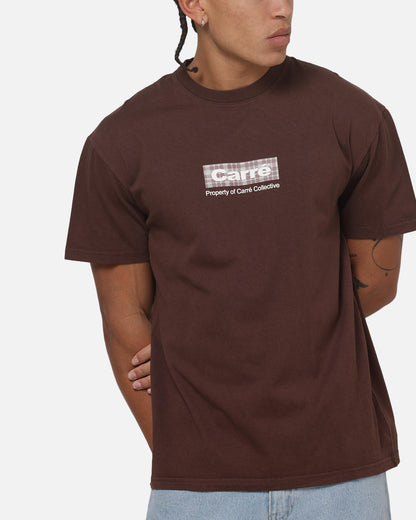 Carre Box Check T-Shirt Brown