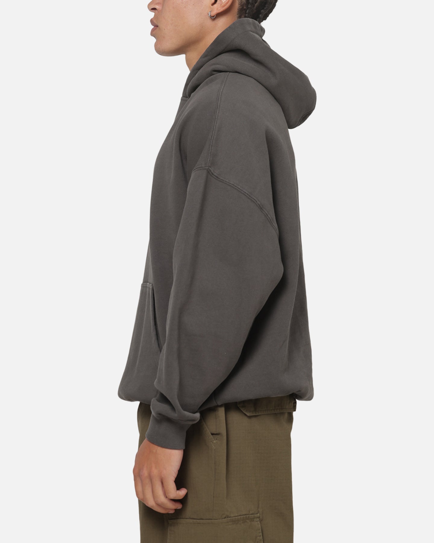 Carre Box Check Hoodie Charcoal