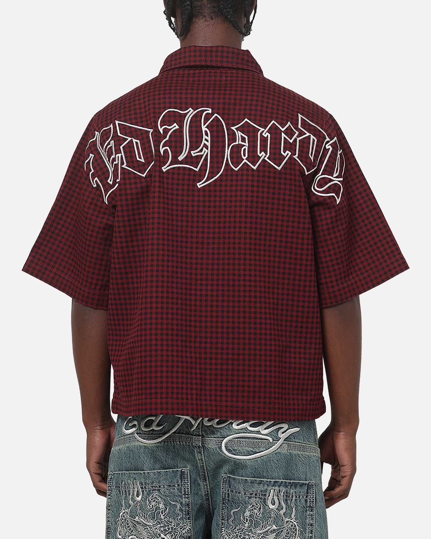 Ed Hardy Ghost Tattoo Button Up Shirt Plum