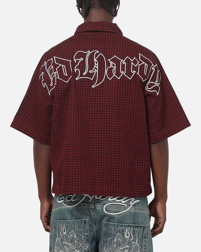 Ed Hardy Ghost Tattoo Button Up Shirt Plum