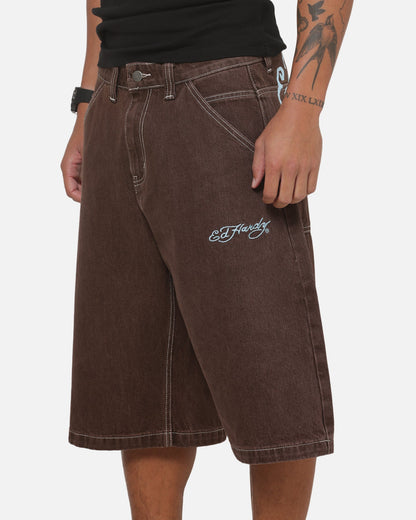 Ed Hardy Serpent Jorts Brown
