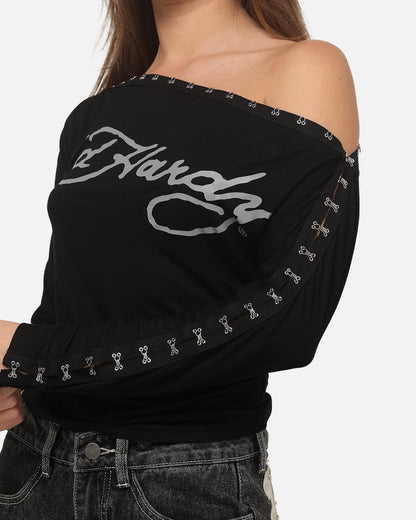 Ed Hardy Women's Hooked Aline Long Sleeve T-Shirt Black