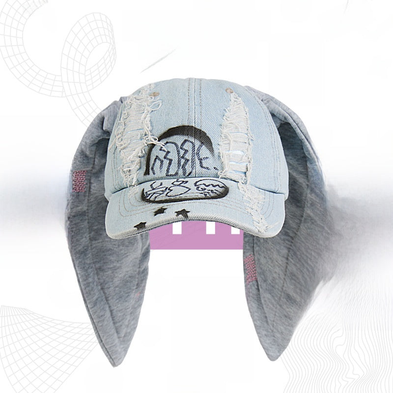 Trendy Rabbit Ear Denim Baseball Cap