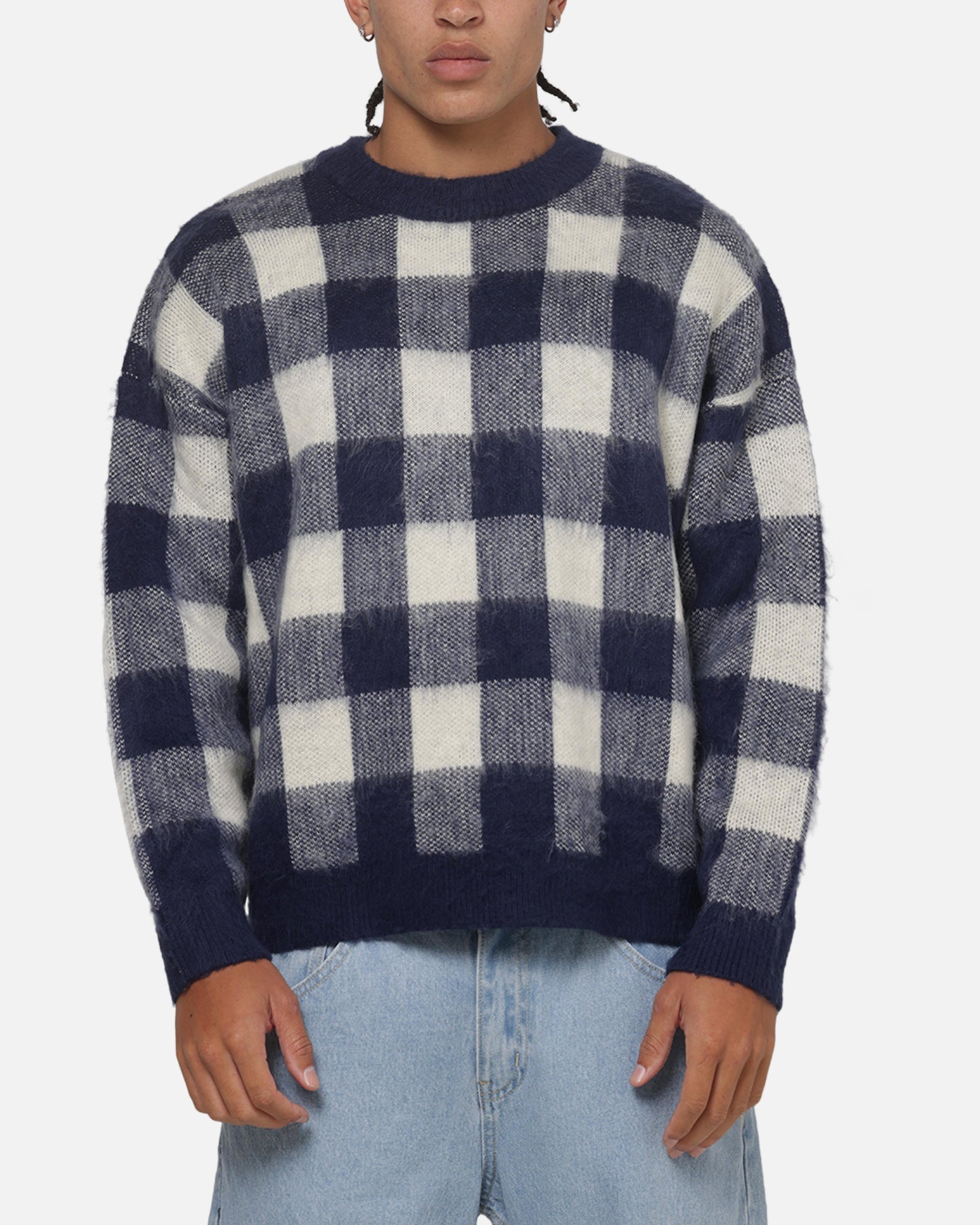 Carre Ombre Knitted Jumper Navy Plaid