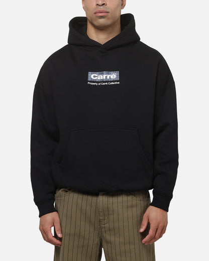 Carre Box Check Hoodie Solid Black
