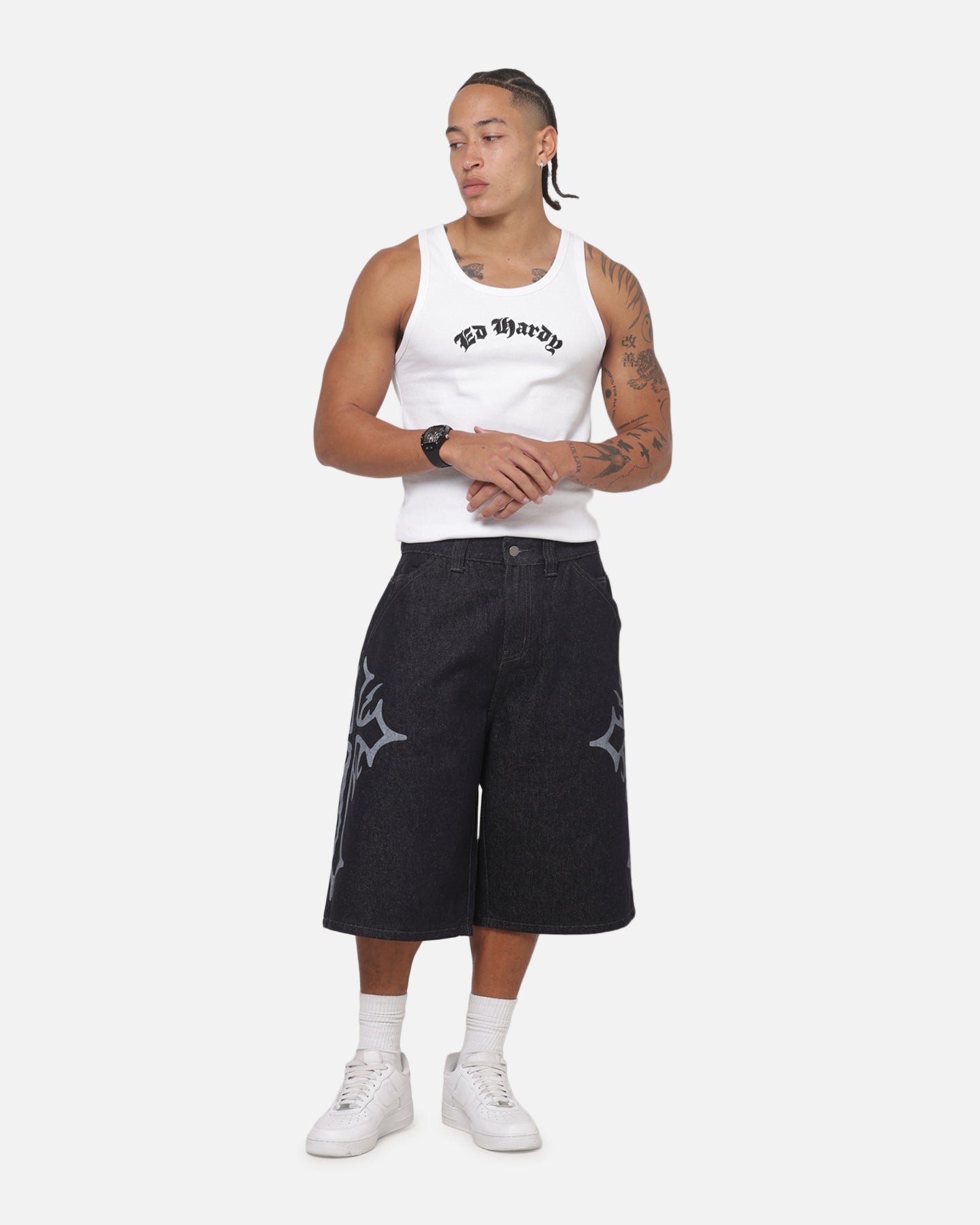 Ed Hardy Trinity Jorts Indigo