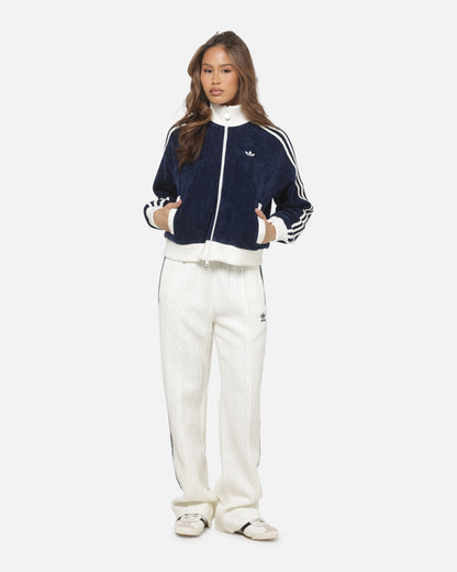 Adidas Women's Velour Knit Track Top Navy/Off White
