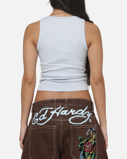 Ed Hardy Women's Signature Rhinestone Tank Blue