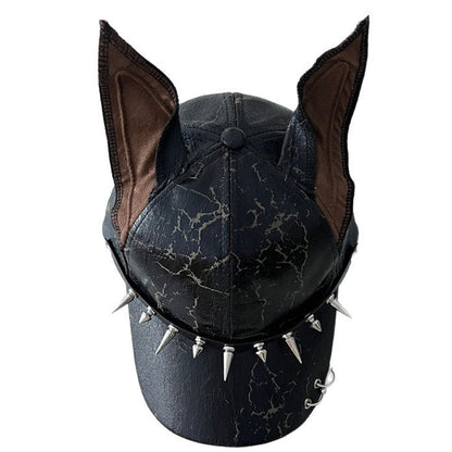 Y2K Doberman Dog Ears Washed Denim Baseball Cap