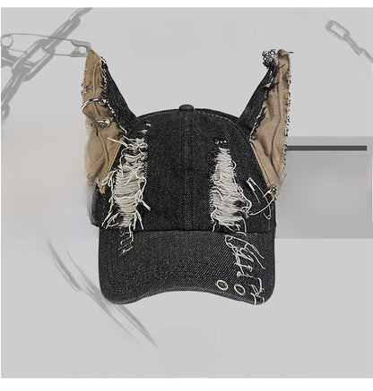 Trendy Rabbit Ear Denim Baseball Cap