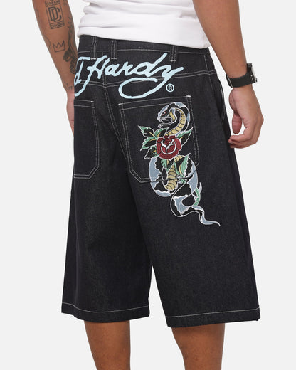 Ed Hardy Serpent Jorts Indigo