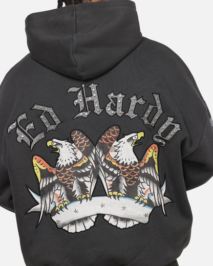 Ed Hardy Chrome Hoodie Washed Black