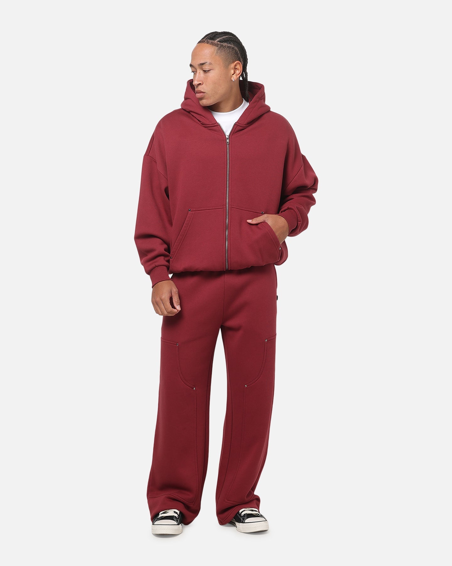 Carre Rivet Trackpants Burgundy